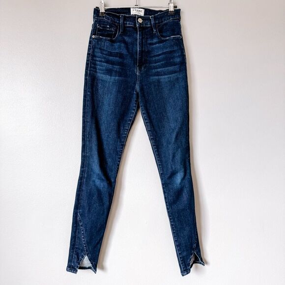 Frame Ali High Rise Skinny Split Ankle Dark Wash Jean Size 27 - Picture 2 of 9